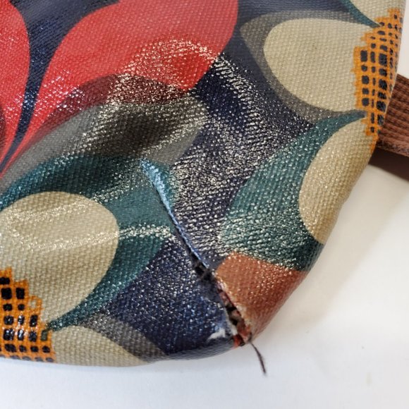 FOSSIL KEY-PER Floral Retro Coated Canvas 10''X10''  Crossbody Purse Bag. - Picture 4 of 11